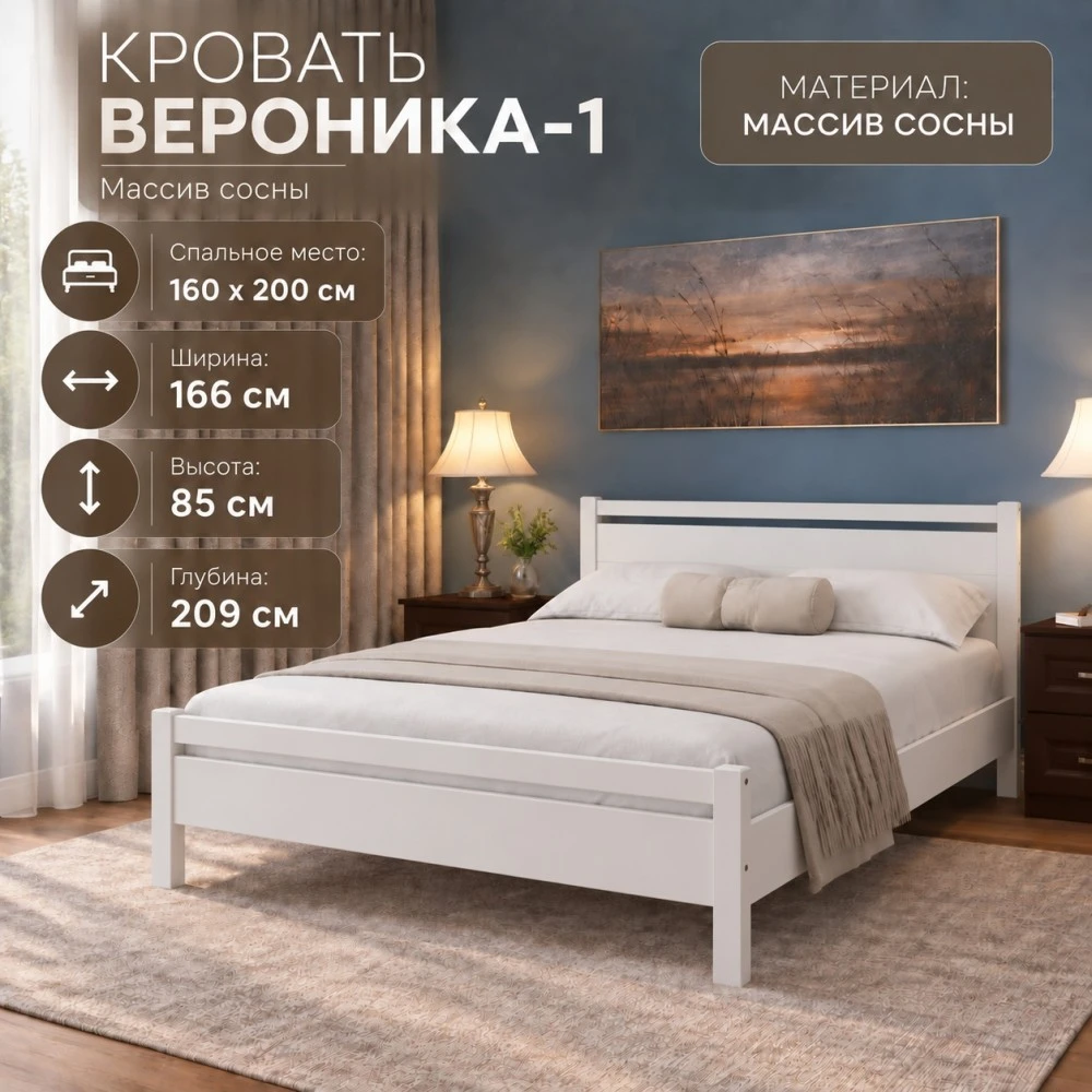 Кровать "Вероника-1" КВ 1,6м Белый